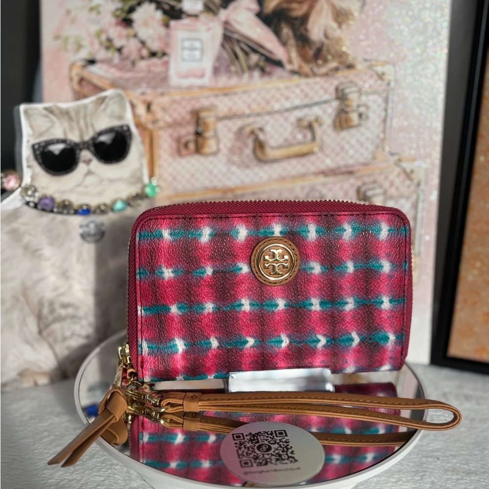 Tory Burch Pink and Blue Wallet